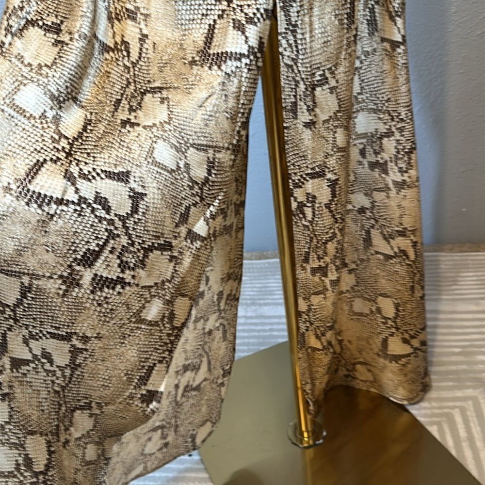 Banana Republic Cream and Tan silk snake skin print Maxi Dress size XL-Tall - Picture 6 of 11